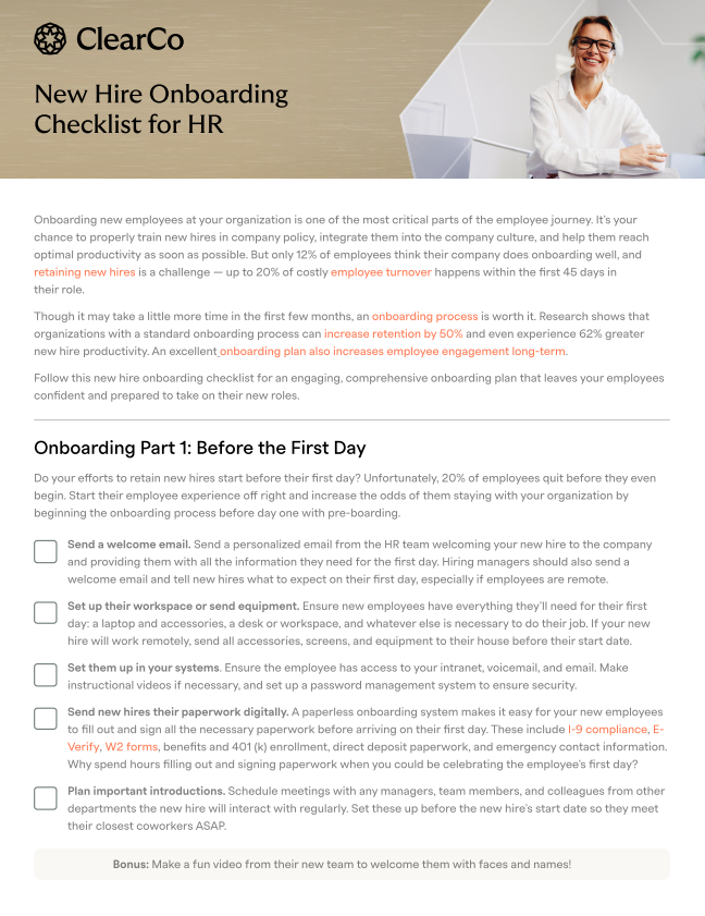 New Hire Onboarding Checklist for HR